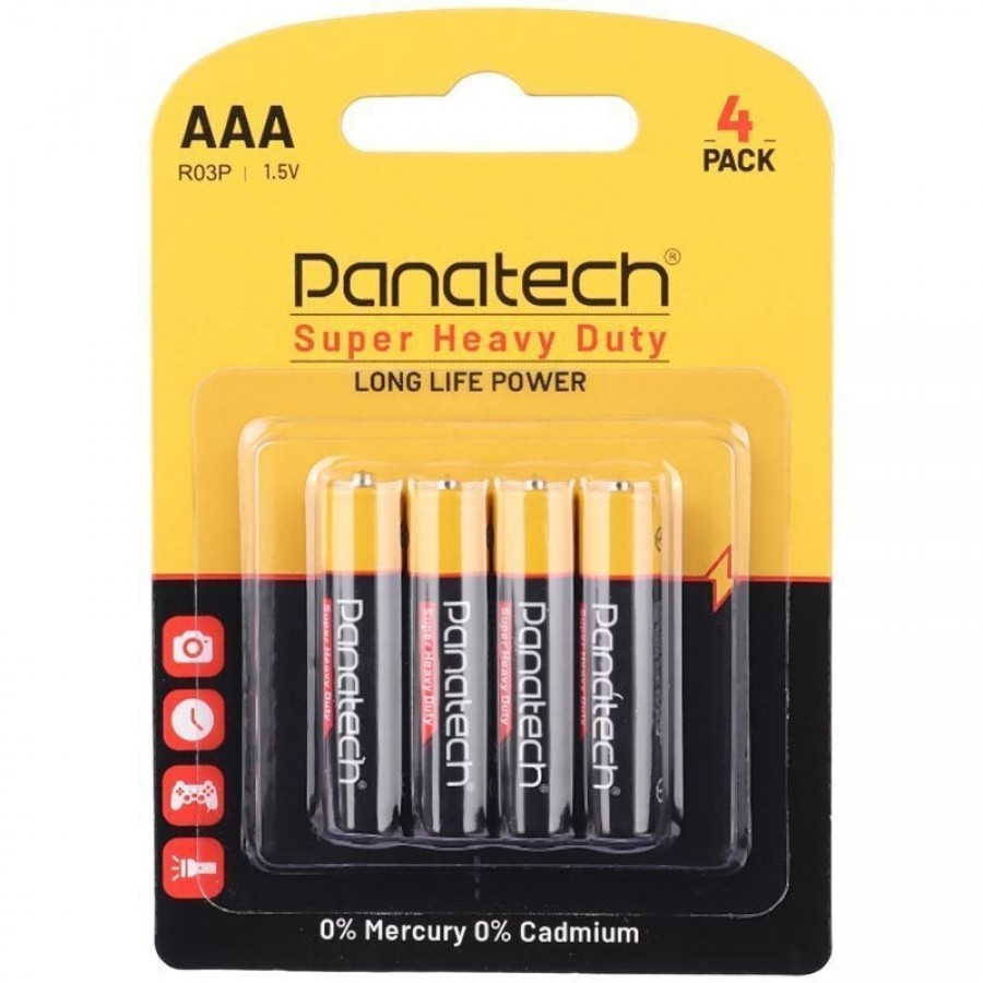 باتری نیم قلمی چهارتایی Panatech Super Heavy Duty مدل R03P