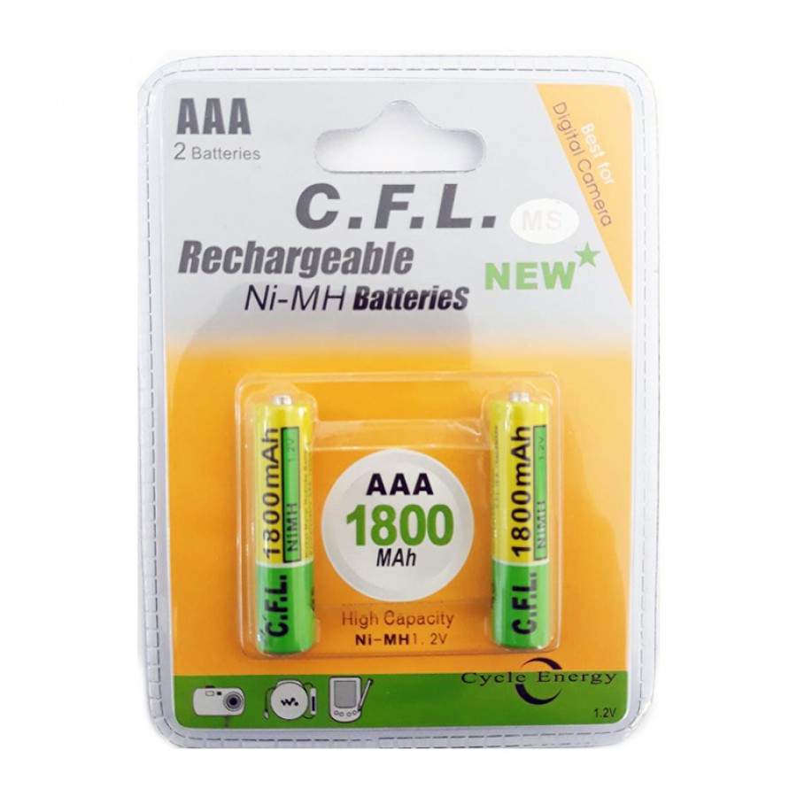 باتری شارژی نیم قلمی دوتایی C.F.L ظرفیت 1800 میلی آمپرساعت 