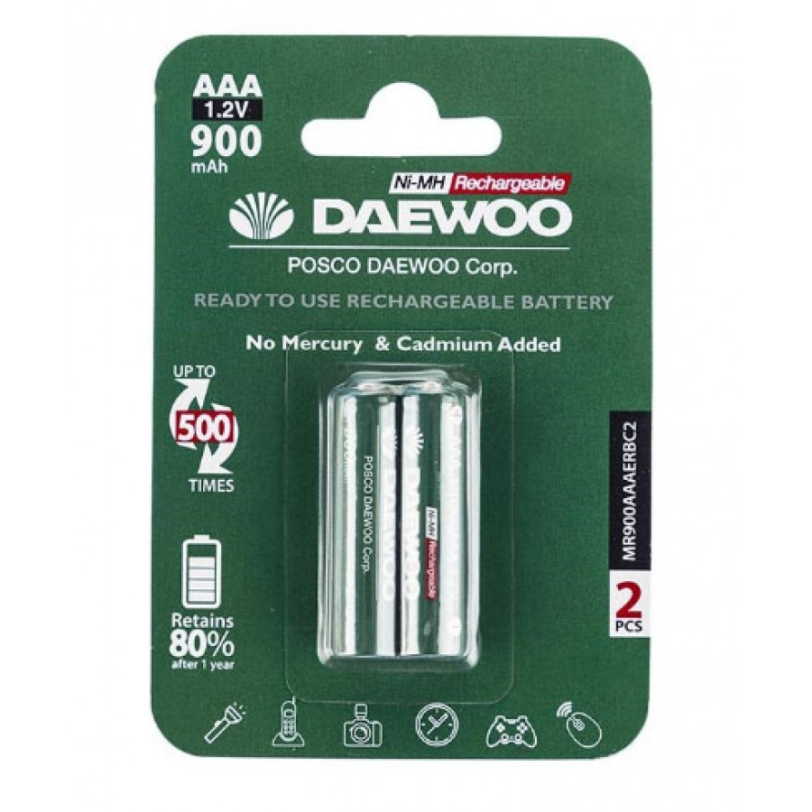 باتری شارژی نیم قلمی دوتایی DAEWOO مدل NI-MH 