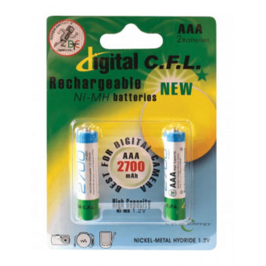 باتری شارژی نیم قلمی دوتایی C.F.L ظرفیت 2700 میلی آمپرساعت 