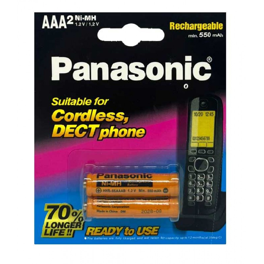 باتری شارژی نیم قلمی PANASONIC ظرفیت 550 میلی آمپر ساعت