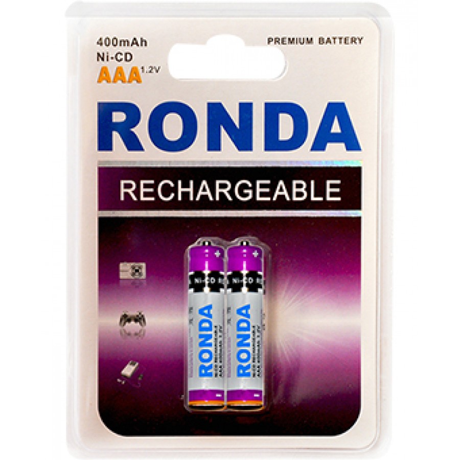 باتری شارژری نیم قلمی Ronda 400mAh مدل NI-CD