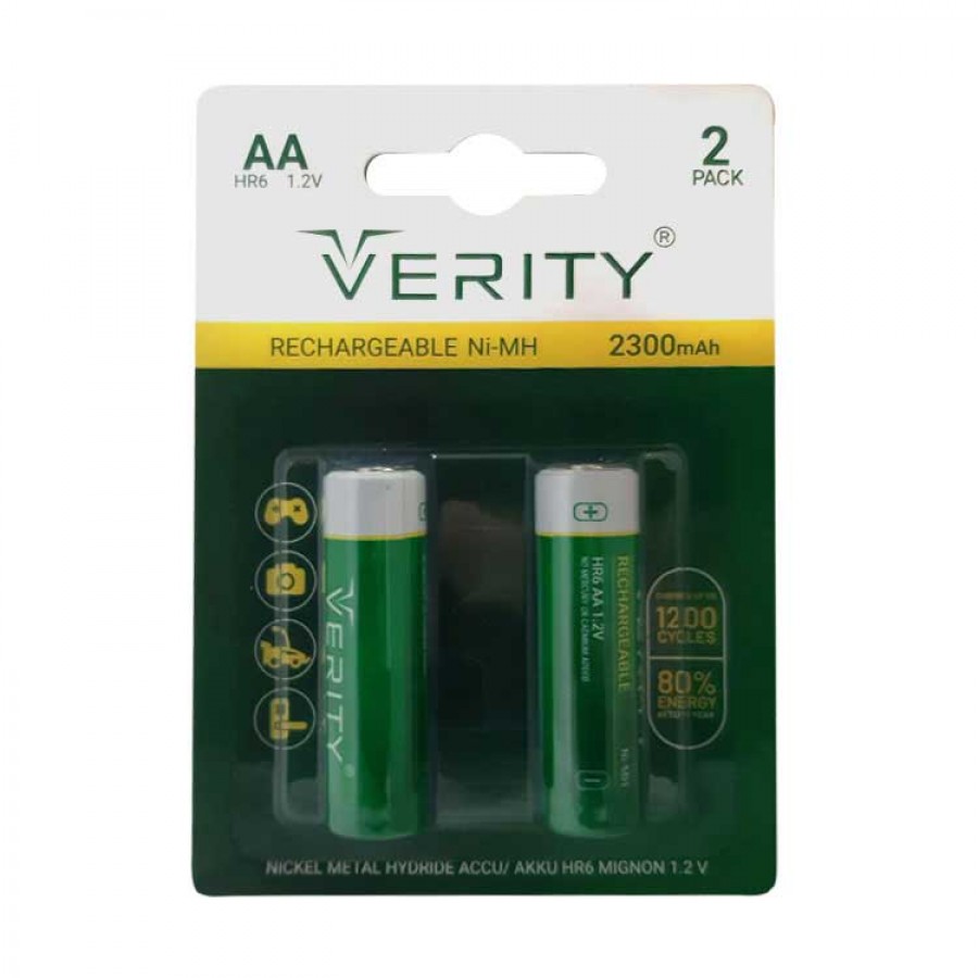 باتری شارژی قلمی دوتایی VERITY مدل HR6 ظرفیت 2300 میلی آمپرساعت