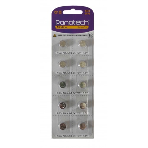 باتری سکه ای PANATECH ALKALINE مدل AG3 (پک 10 عددی) باتری سکه ای PANATECH ALKALINE مدل AG3 (پک 10 عددی)