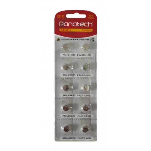 باتری سکه ای PANATECH ALKALINE مدل AG4 (پک 10 عددی) باتری سکه ای PANATECH ALKALINE مدل AG4 (پک 10 عددی)