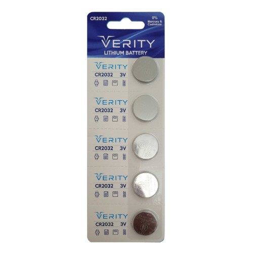 باتری سکه ای VERITY مدل CR2032 (پک 5 عددی) باتری سکه ای VERITY مدل CR2032 (پک 5 عددی)