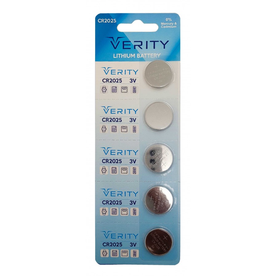 باتری سکه ای VERITY مدل CR2025 (پک 5 عددی)