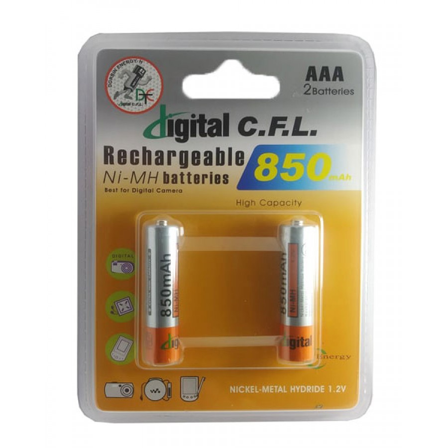 باتری شارژی نیم قلمی دوتایی C.F.L ظرفیت 850 میلی آمپرساعت 