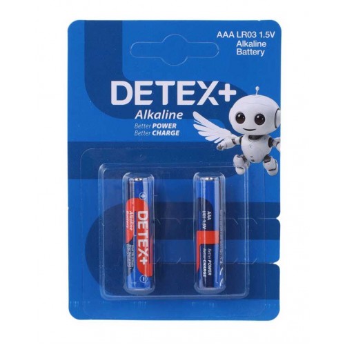 باتری نیم قلمی دوتایی DETEX+ ALKALINE مدل LR03