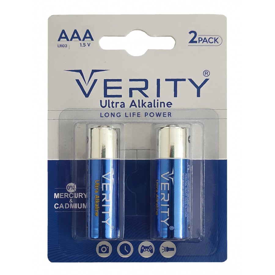 باتری نیم قلمی دوتایی VERITY ALKALINE مدل LR03
