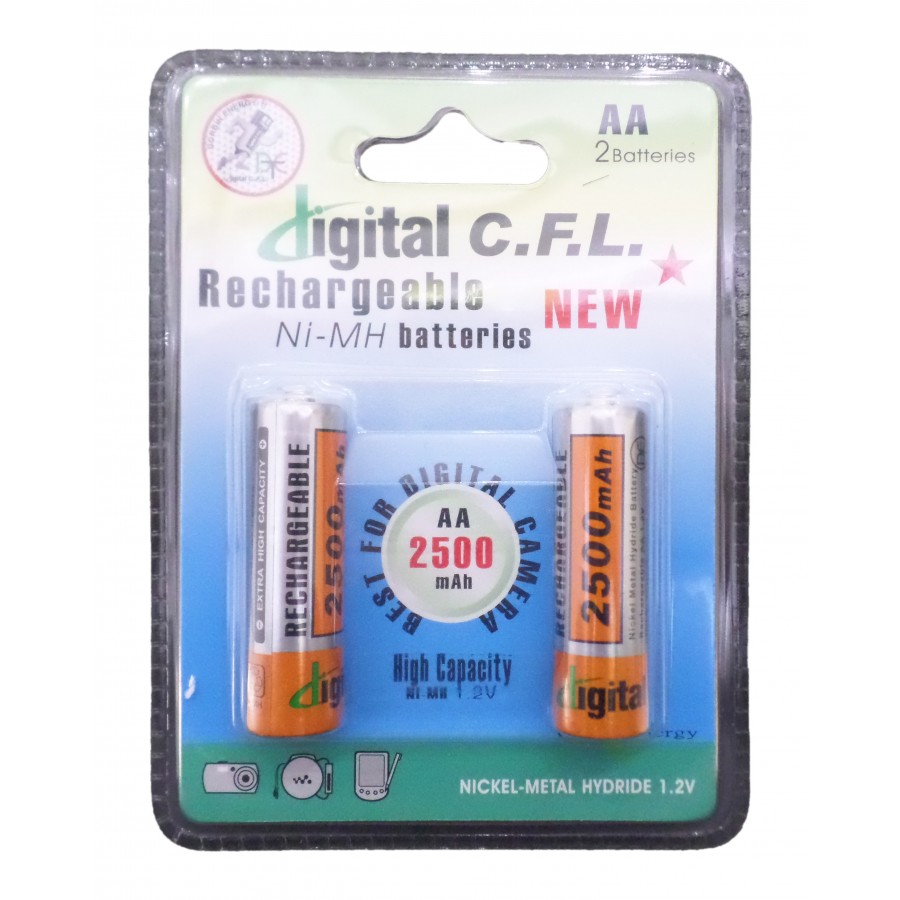 باتری شارژی قلمی دوتایی C.F.L ظرفیت 2500 میلی آمپرساعت 