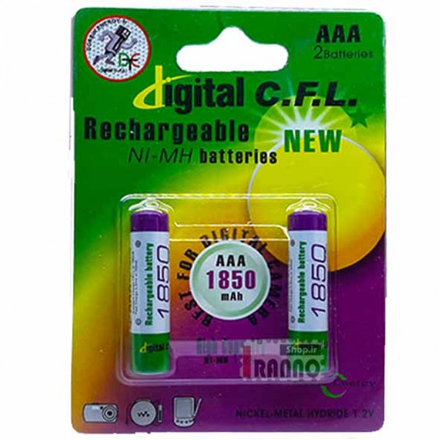 باتری شارژی نیم قلمی دوتایی C.F.L ظرفیت 1850 میلی آمپرساعت 