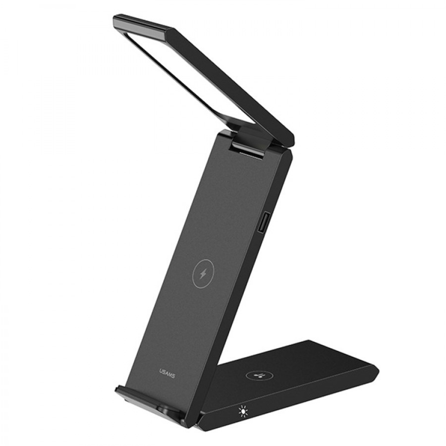 شارژر وایرلس 15 وات USAMS تاشو 4 در 1 همراه با چراغ مدل US-CD181