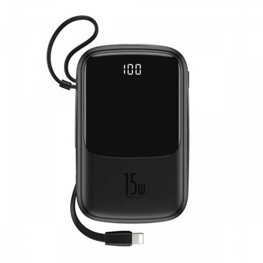 پاوربانک 10000 میلی آمپر BASEUS مدل PPQD-B01 با کابل متصل لایتنینگ