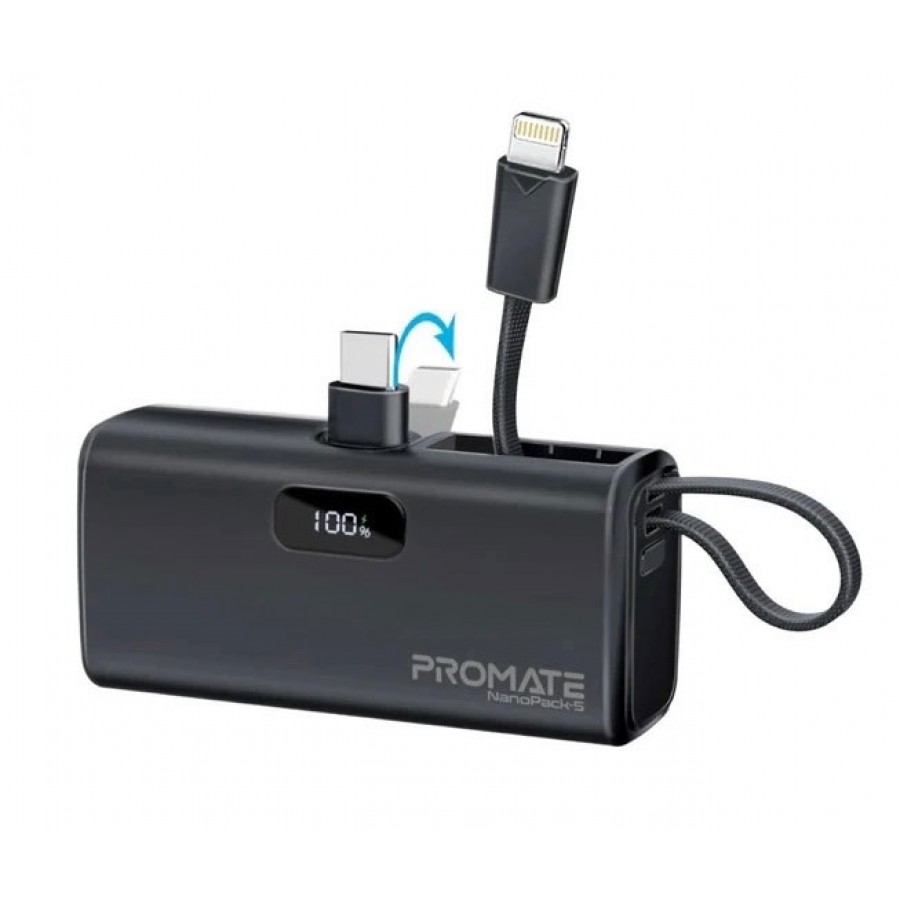 پاوربانک 5000 میلی آمپر PROMATE فست شارژ 20 وات مدل NANOPACK-5 