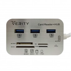 هاب 3 پورت USB3.0 VERITY و رم ریدر مدل H 408