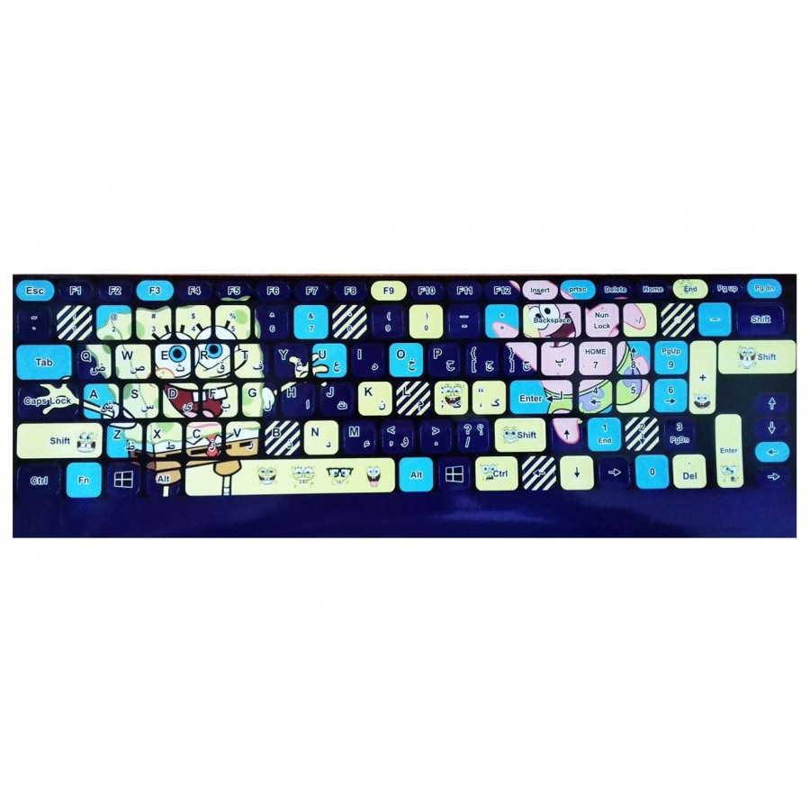 برچسب حروف فارسی کیبورد طرح باب اسفنجی