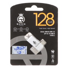 فلش مموری QUEEN TECH OTG TYPE-C مدل OMEGA USB3.2 با ظرفيت 128 گيگابايت