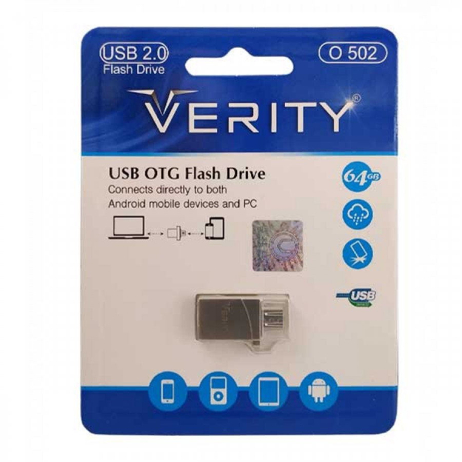 فلش مموری VERITY مدل O 502 OTG MICRO USB با ظرفيت 64 گيگابايت