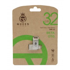 فلش مموری QUEEN TECH مدل BETA OTG ظرفیت 32 گیگابایت 