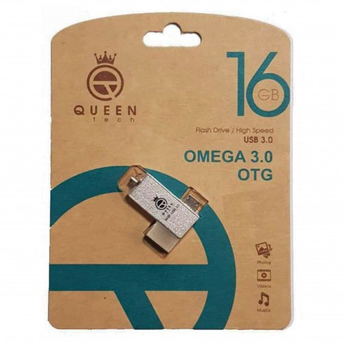 فلش مموری QUEEN TECH مدل OMEGA USB3.0 OTG ظرفیت 16گیگابایت فلش مموری QUEEN TECH مدل OMEGA USB3.0 OTG ظرفیت 16گیگابایت