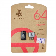 فلش QUEEN TECH مدل +FACT ظرفیت 64 گیگابایت به همراه تبدیل OTG MICRO