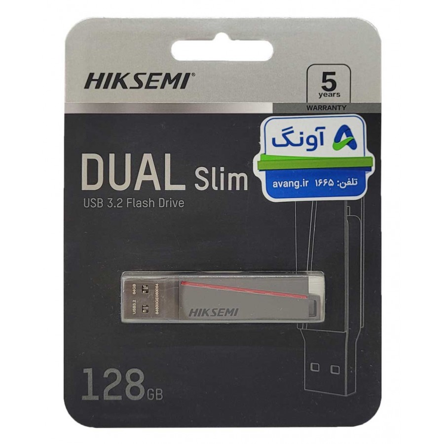 فلش مموری HIKSEMI TYPE-C OTG USB3.2 مدل DUAL Slim E307C با ظرفيت 128 گيگابايت