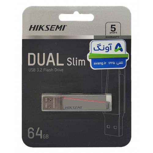 فلش مموری HIKSEMI TYPE-C OTG USB3.2 مدل DUAL Slim E307C با ظرفيت 64 گيگابايت