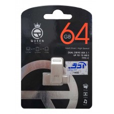 فلش مموری QUEEN TECH OTG TYPE-C مدل BETA USB3.1 با ظرفيت 64 گيگابايت