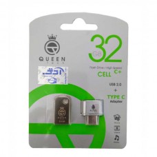فلش مموری QUEEN TECH مدل +CELL ظرفیت 32 گیگابایت به همراه تبدیل OTG TYPE-C