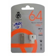 فلش مموری QUEEN TECH مدل +CELL ظرفیت 64 گیگابایت به همراه تبدیل OTG MICRO