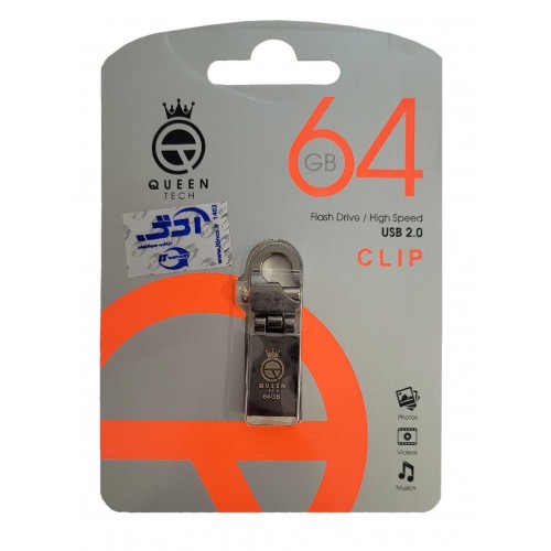 فلش مموری QUEEN TECH مدل CLIP ظرفیت 64 گیگابایت