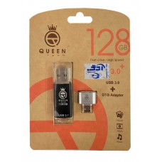 فلش QUEEN TECH USB3.1 مدل +QUICK ظرفیت 128 گیگابایت به همراه تبدیل OTG MICRO
