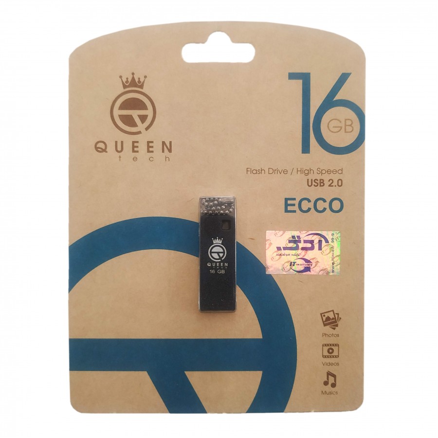 فلش مموری QUEEN TECH مدل ECCO ظرفیت 16 گیگابایت