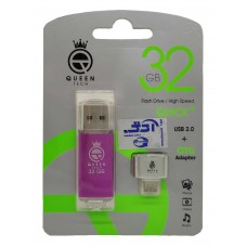 فلش QUEEN TECH مدل +QUICK ظرفیت 32 گیگابایت به همراه تبدیل OTG MICRO