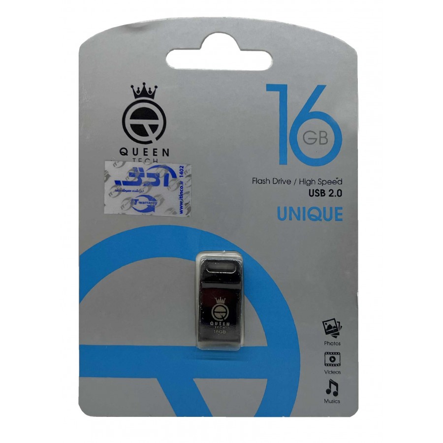 فلش مموری QUEEN TECH مدل UNIQUE ظرفیت 16 گیگابایت