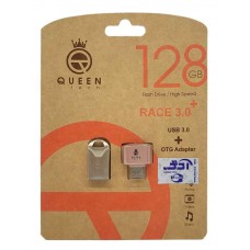فلش QUEEN TECH USB3.0 مدل +RACE ظرفیت 128 گیگابایت به همراه تبدیل OTG MICRO