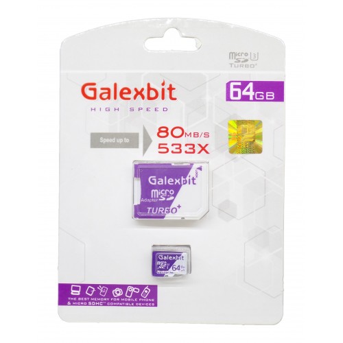کارت حافظه GALEXBIT 64GB U3 سرعت 80MB/s همراه با اداپتور 