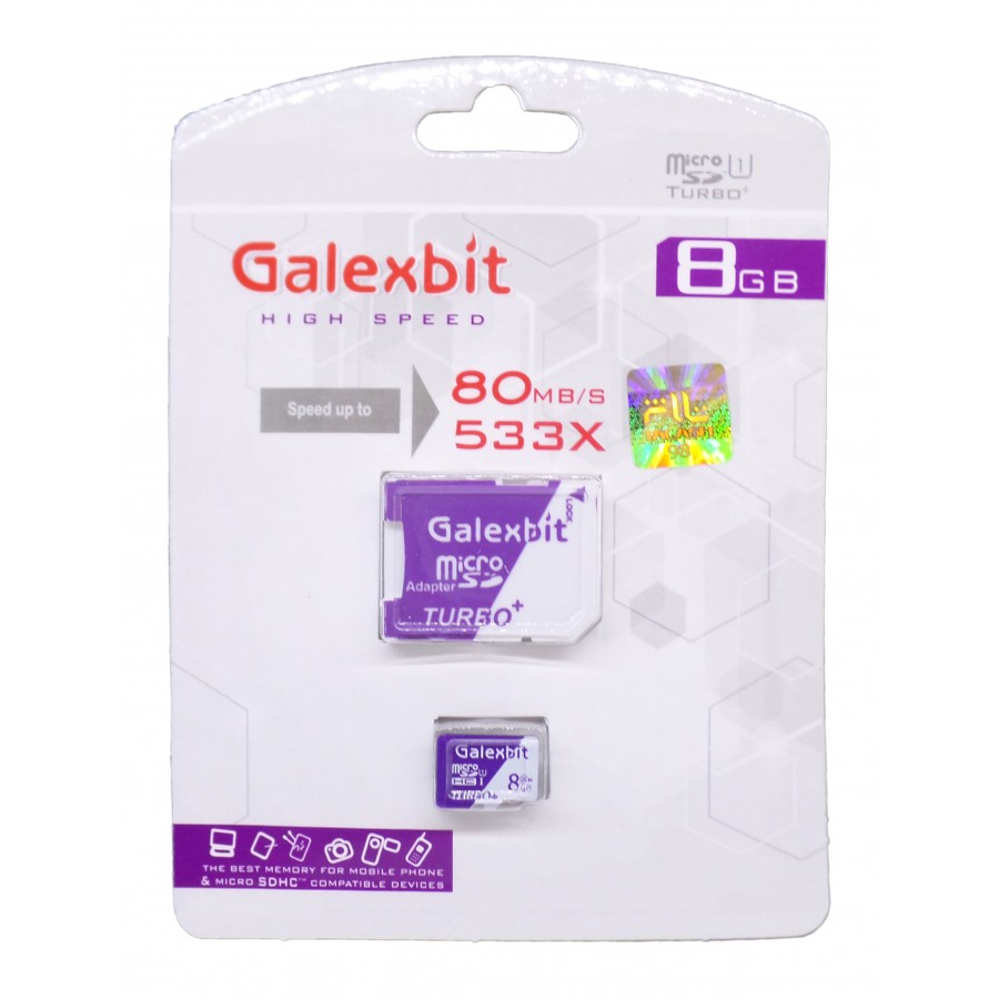 کارت حافظه Galexbit 8G کلاس 10 سرعت 80MB/s همراه با آداپتور