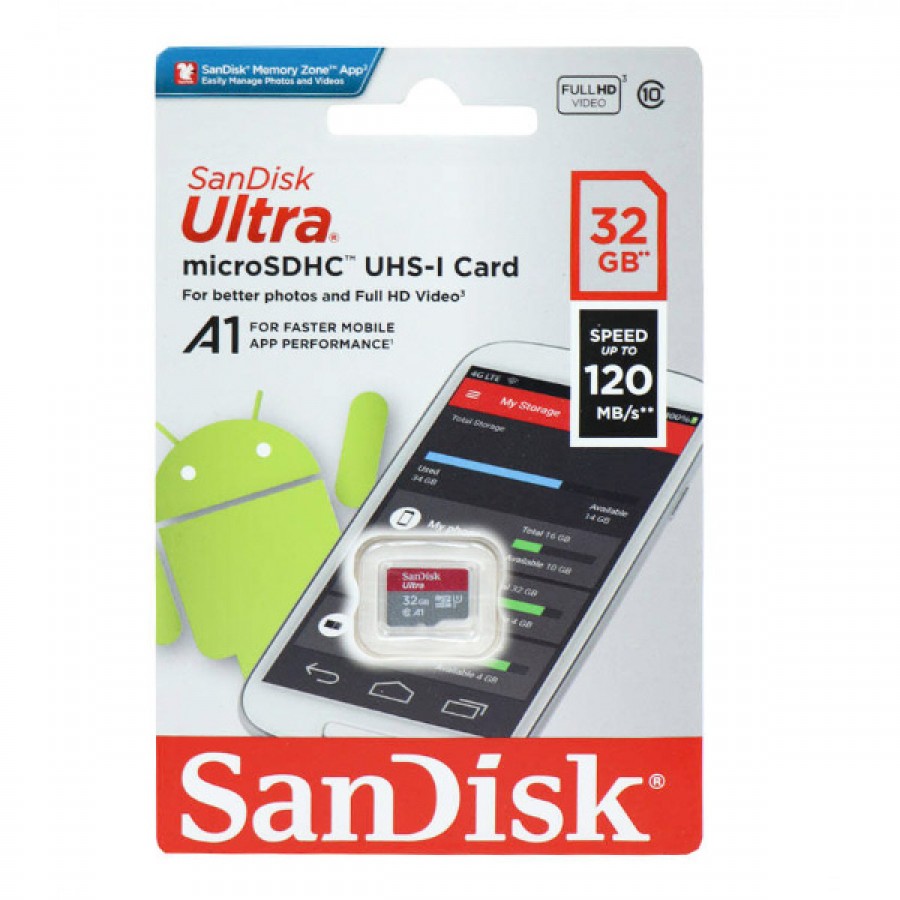 کارت حافظه SANDISK 32G کلاس 10 سرعت 120MB/s