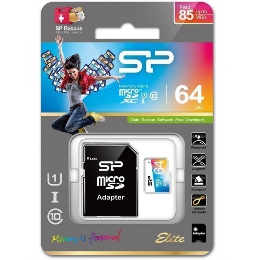 کارت حافظه رنگی Silicon Power 64G کلاس 10 سرعت 85MB/s