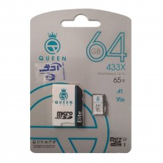 کارت حافظه QUEEN TECH 64G کلاس 10 سرعت 65MB/s همراه با آداپتور