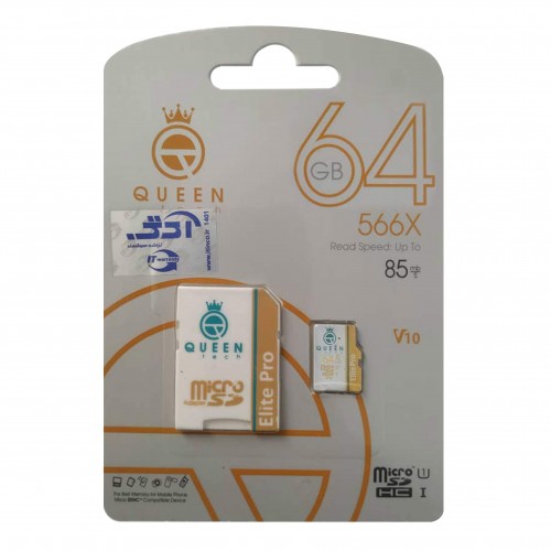 کارت حافظه QUEEN TECH 64G کلاس 10 سرعت 85MB/s همراه با آداپتور کارت حافظه QUEEN TECH 64G کلاس 10 سرعت 85MB/s همراه با آداپتور
