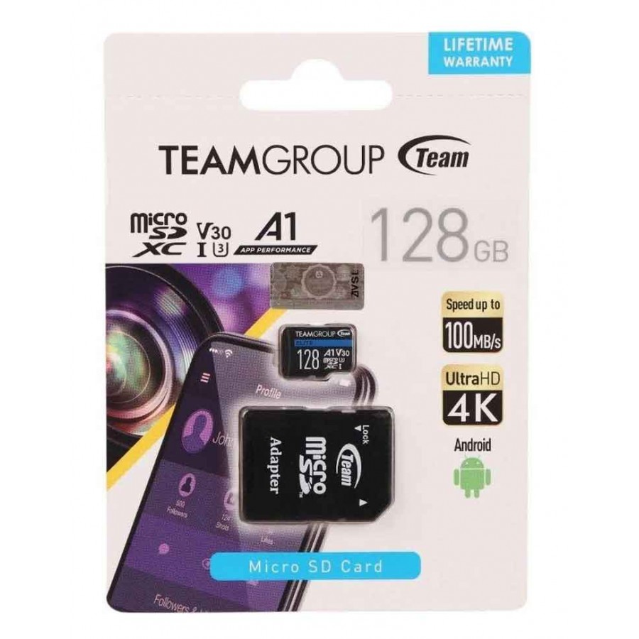 کارت حافظه TEAMGROUP 128G U3 کلاس 10 سرعت 100MB همراه با آداپتور