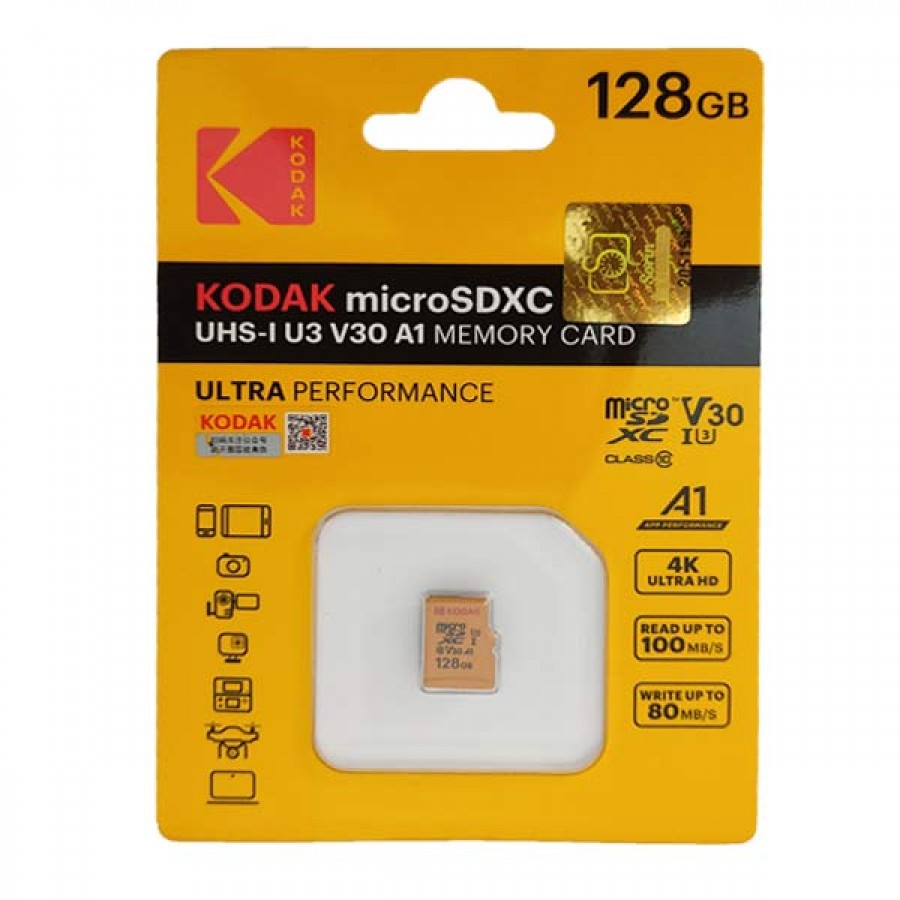کارت حافظه KODAK کلاس U3 10 سرعت 100MB/S ظرفیت 128 گیگابایت 