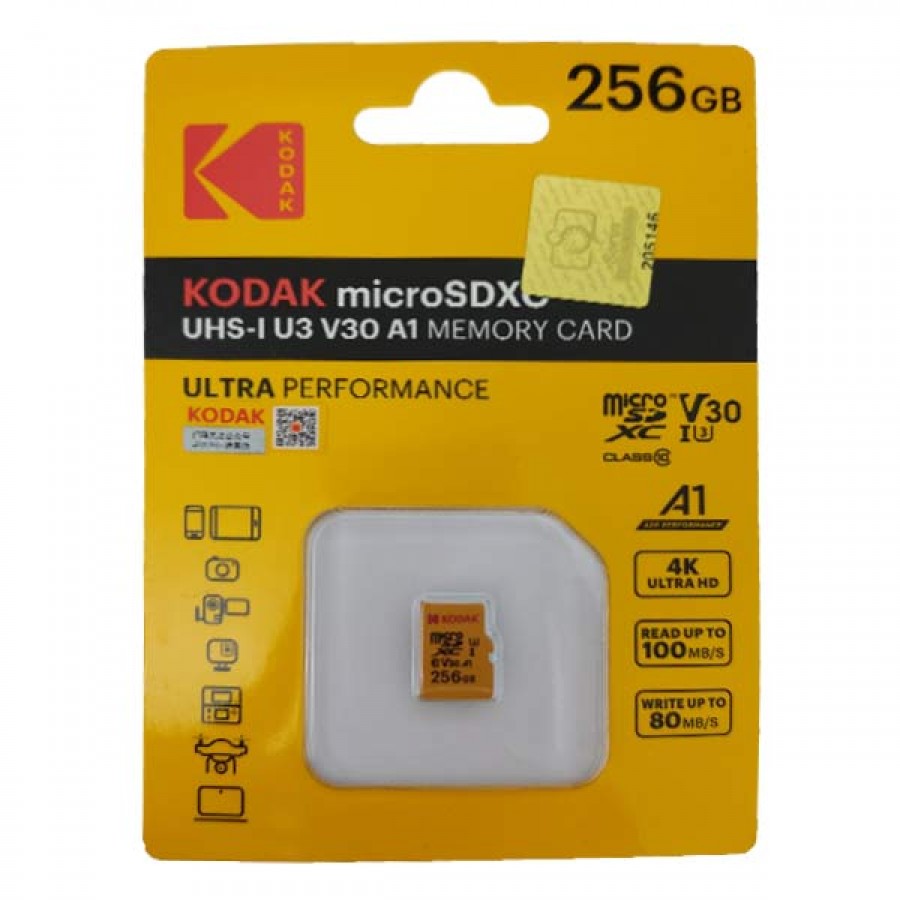 کارت حافظه KODAK کلاس U3 10 سرعت 100MB/S ظرفیت 256 گیگابایت