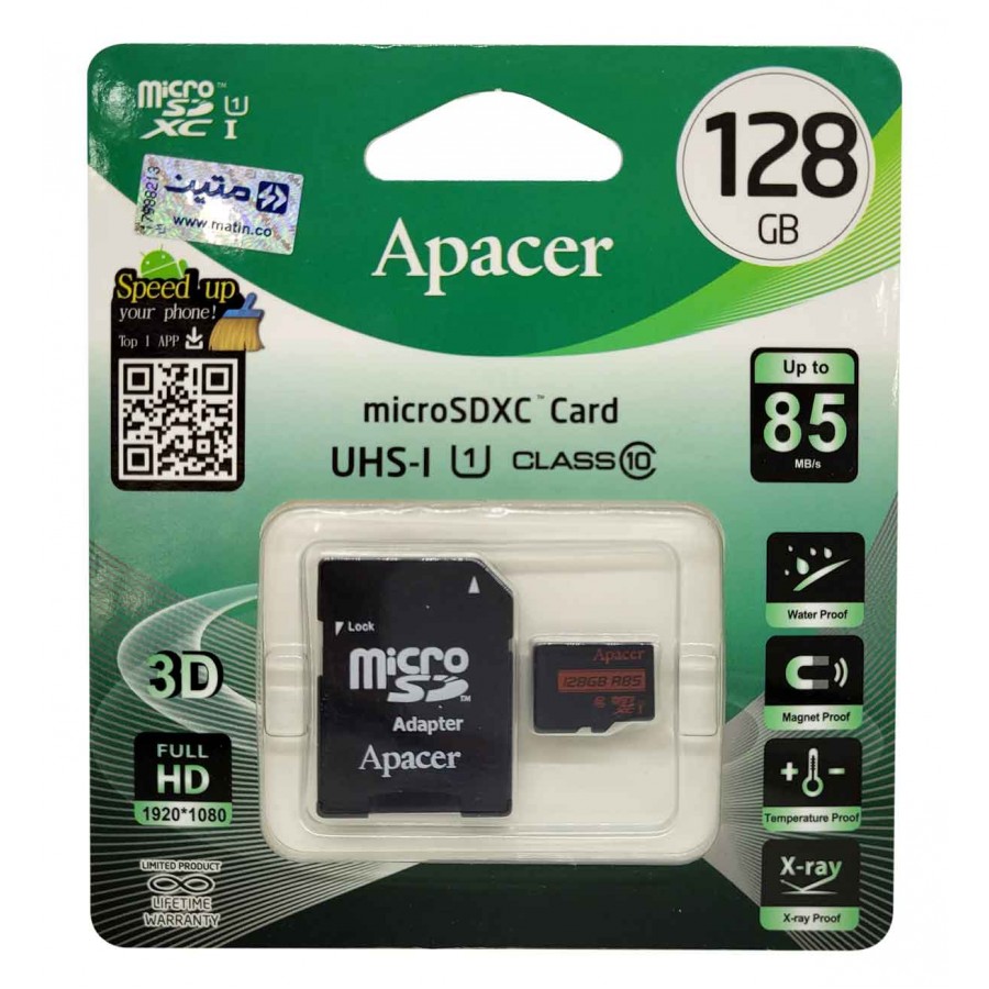 کارت حافظه APACER 128GB سرعت 85MB/s به همراه آداپتور