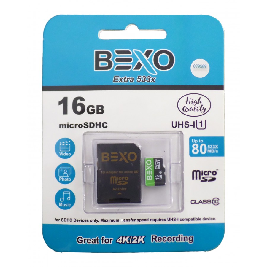 کارت حافظه BEXO 16G کلاس 10 سرعت 80MB/s به همراه آداپتور