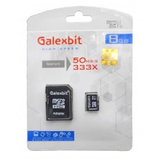 کارت حافظه Galexbit 8G کلاس 10 سرعت 50MB/s همراه با آداپتور