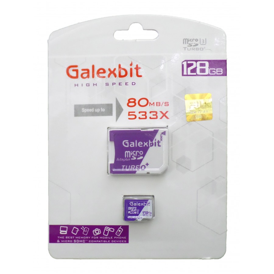 کارت حافظه GALEXBIT 128GB U3 سرعت 80MB/s همراه با آداپتور 